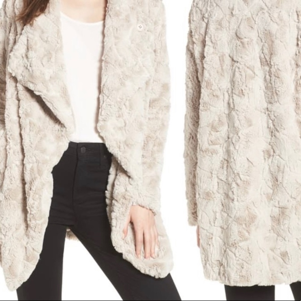 BB DAKOTA TUCKER FAUX WUBBY DRAPE JACKET